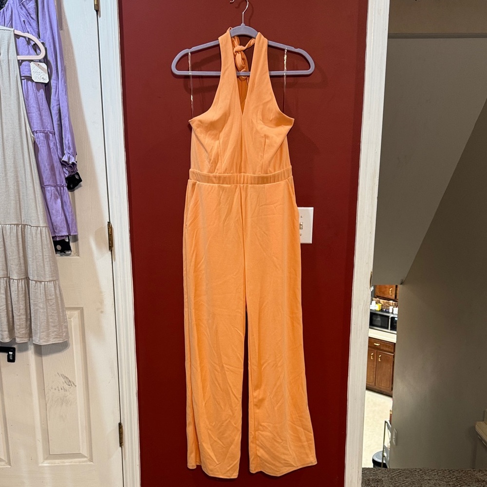 Elegant Orange Halter Jumpsuit NWT